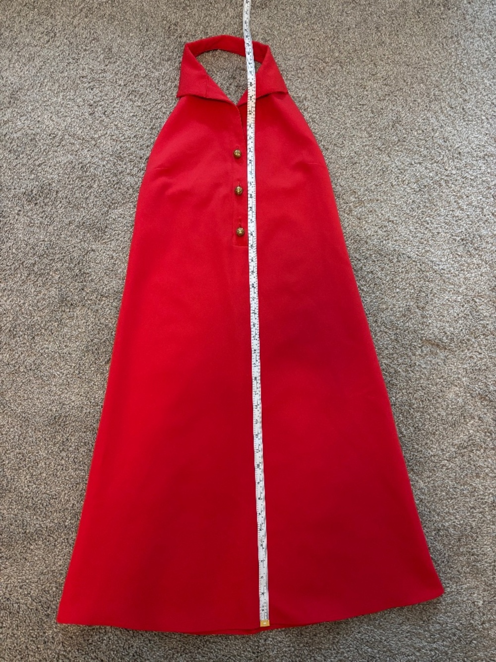 Tuckernuck Red Halter Maxi Dress with Gold Buttons